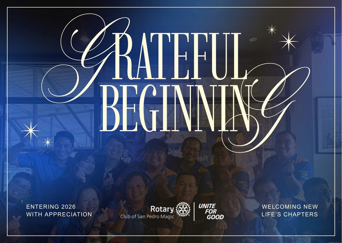 RCSanPedroMagic's tweet photo. New Year, New Chapters, Same Magic! 🪄✨

We’re starting 2026 with a Grateful Beginning.
With appreciation: For every member, partner, and friend who makes our service possible.
With anticipation: As we welcome the new chapters of life and service that await us. 📖💫 https://t.co/v4Ro16NHl0