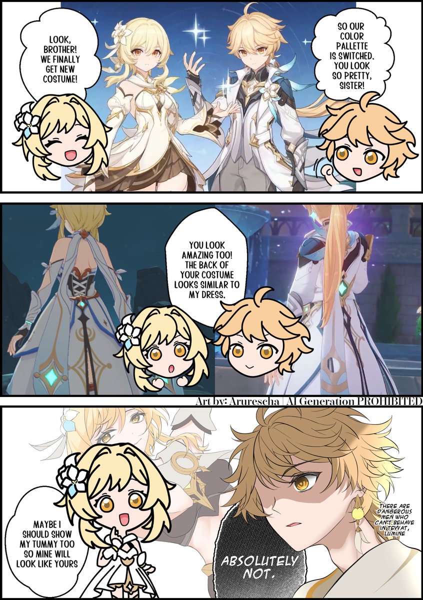 arurescha's tweet image. Brother is worried and ready to kick ass 
#Genshilmpact #Aether #Lumine