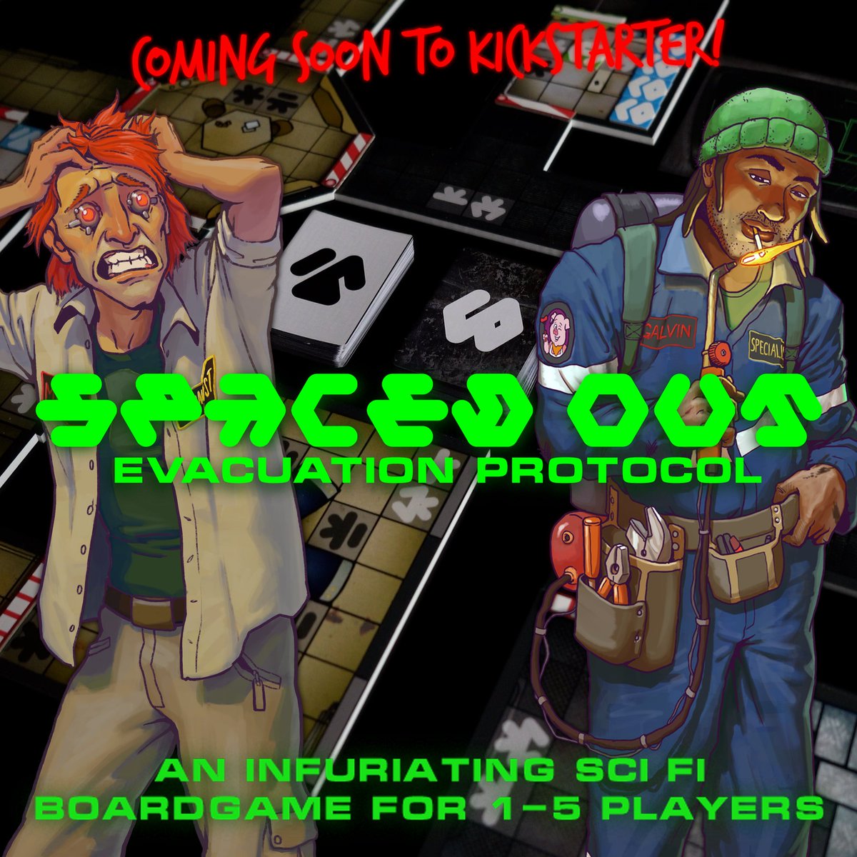 SpacedOutGame's tweet image. Coming to a Kickstarter VERY soon is SPACED OUT: EVACUATION PROTOCOL!

A co-op sci fi survival boardgame that will REALLY test your wits! Stay tuned for more updates as they come!

#kickstarter #boardgame #indieboardgame #solocreator #spacedout