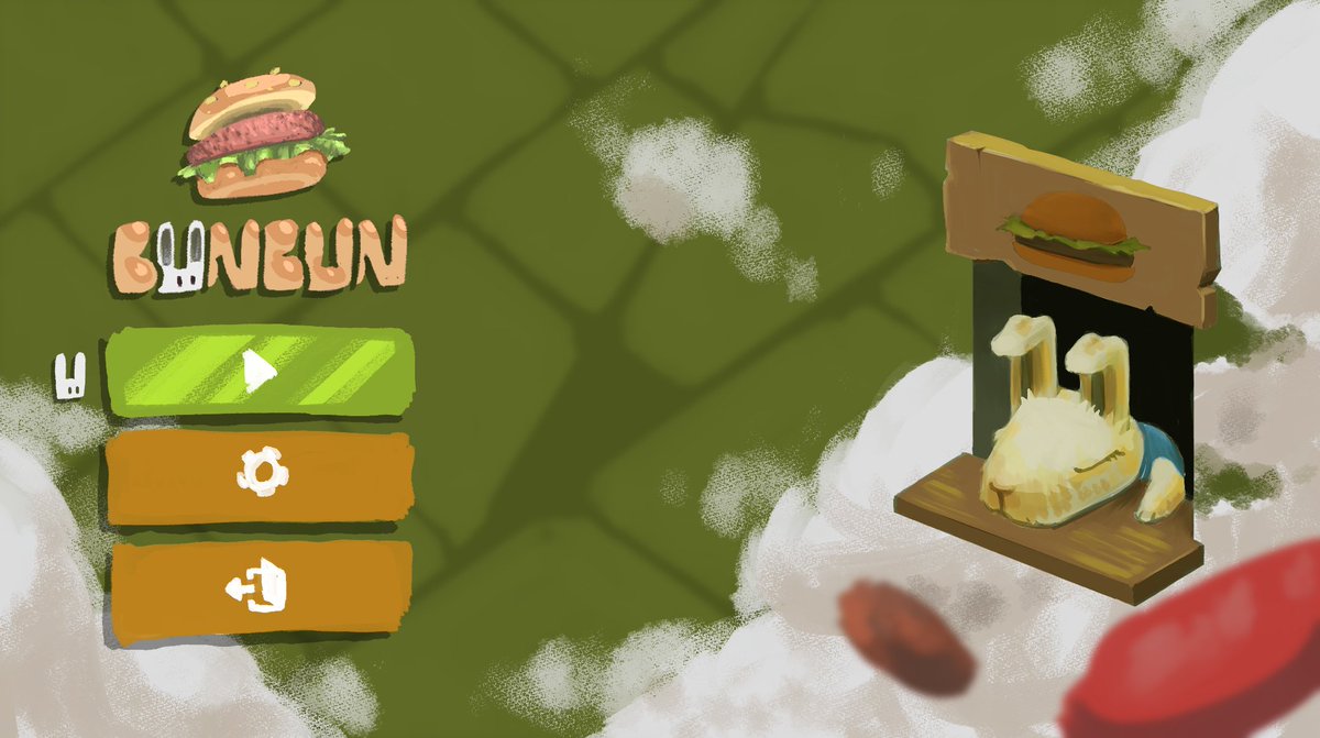 Have been procrastinating on this for a while with other tasks but finally started sketching the final design of the main menu. The background will also be used in the levels. I'm also considering a fluffy shader for the clouds.