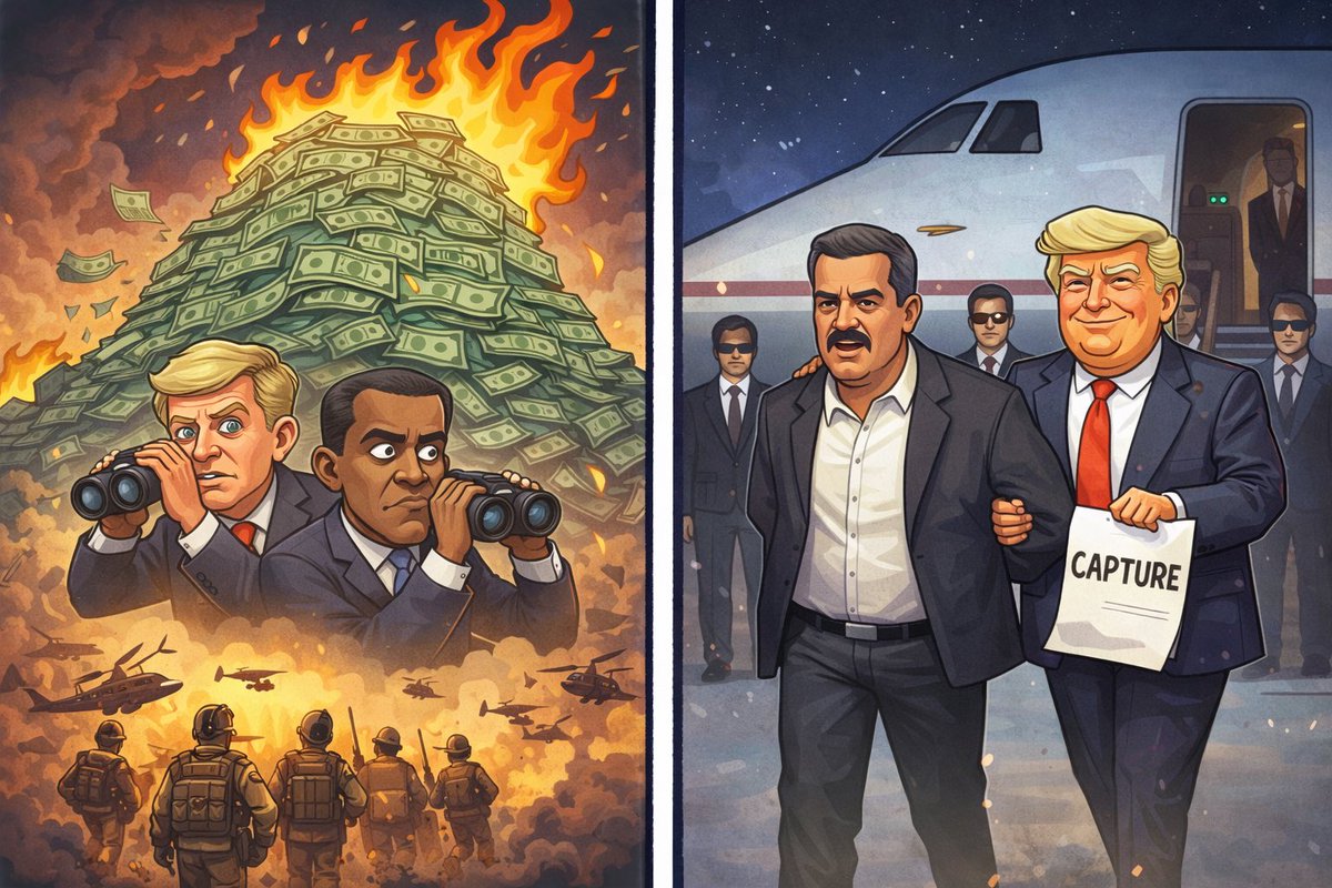 $3 trillion spent, 100,000 troops deployed, 2,400 lives lost-only to learn Bin Laden was next door in Pakistan.

Meanwhile, Maduro gets picked up with zero war and zero casualties.
Efficiency really is a strategy.