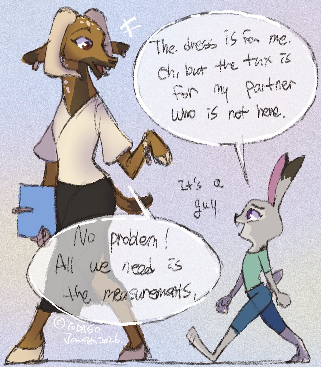 ToDaGo629's tweet image. Bunnies are always prepared for everything. A long thread 🧵🧵🧵🧵

Had this thought since I first saw the movie: how did she get the perfect tux for him?

#Zootopia2 #WildeHopps #NickJudy

[1/5]