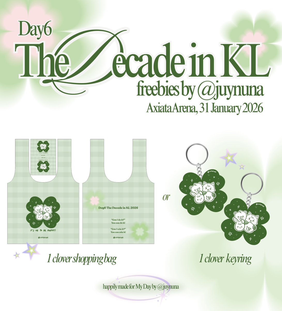 Freebies alert for My Day ⋆˚🍀˖° 
from <a href="/juynuna/">nuna✮</a>, drawn by my talented artist <a href="/jojochachaa/">jojo 🖍️</a> •ᴗ•

🍀 Strictly for My Day only
🍀 Limited qty
🍀 Tag me on x if you get ones

See you in Axiata Arena, 31 January!
#DAY6inKL #TheDECADEinKL