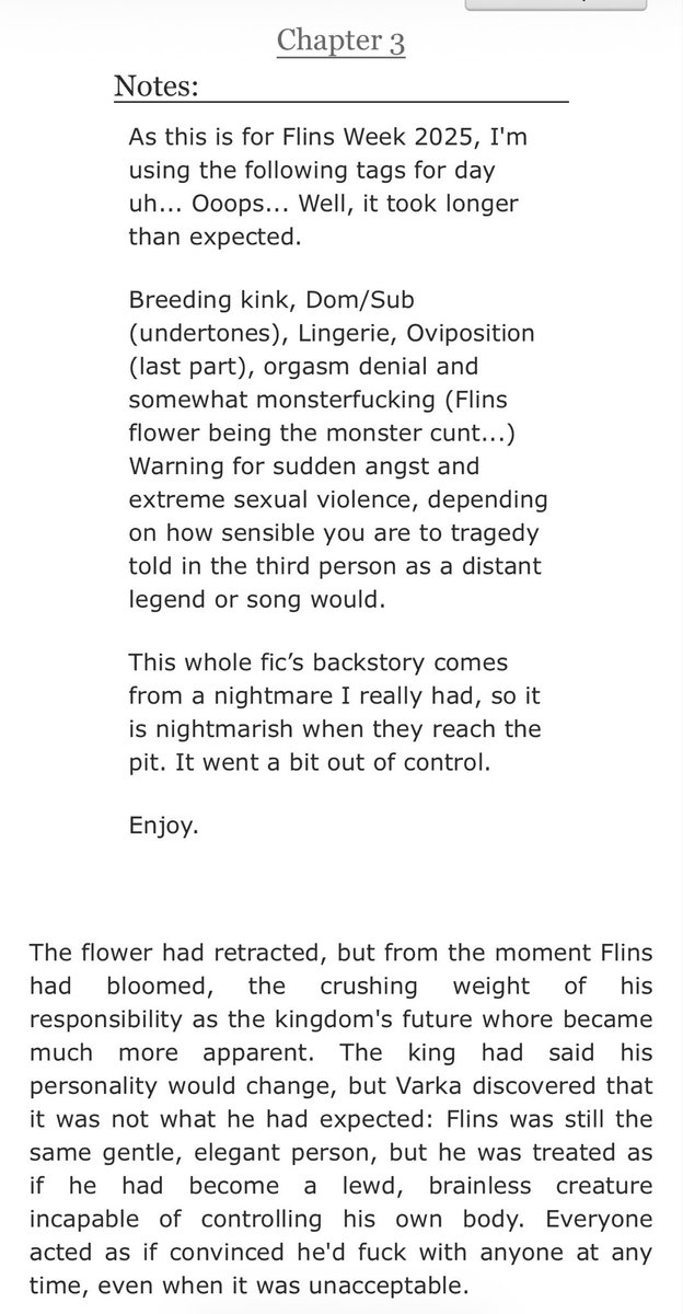 NanoLines's tweet image. Hey, psst, I added some of the week’s tags on the last chapter of Fairy and Spice. Mind them. Archive warnings apply. Now I’m free from hyperfocus lol 
#FlinsWeek2025NSFW @FlinsWeek 
Link: archiveofourown.org/works/76777576…