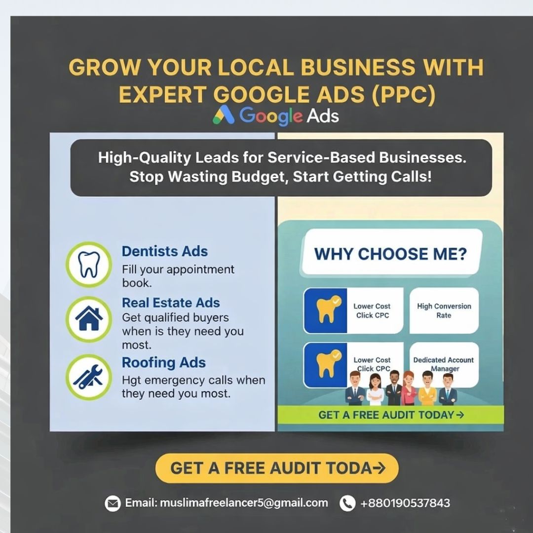 Muslima32517531's tweet photo. 🚀 Grow Your Local Business with Google Ads (PPC)

Dentist, Real Estate, or Roofing business?
Get more calls &amp; bookings, not wasted ad spend.
✅ Lower CPC
✅ More Conversions
✅ Quality Leads

👉 FREE Google Ads Audit
DM me or comment “AUDIT” https://t.co/1Q1AAIpwv9