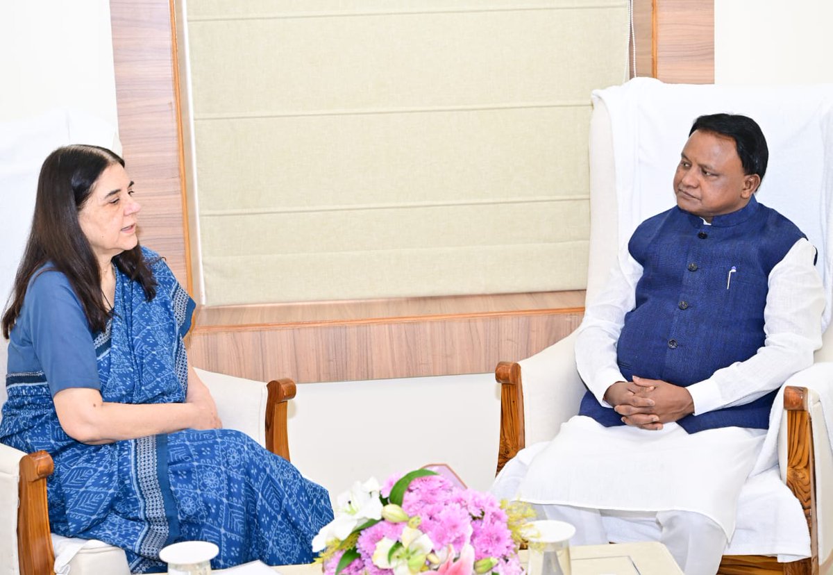 Former Union Minister and noted environmentalist Smt. <a href="/Manekagandhibjp/">Maneka Sanjay Gandhi</a> paid a courtesy call on Hon’ble CM Shri <a href="/MohanMOdisha/">Mohan Charan Majhi</a>.
