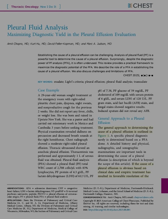 Análisis de Líquido Pleural 🫁💧

🔰📚CHEST 2025

doi.org/10.1016/j.ches…

Enlace a Articulo Completo🆓👇🏼✅
t.me/SoMELaguna