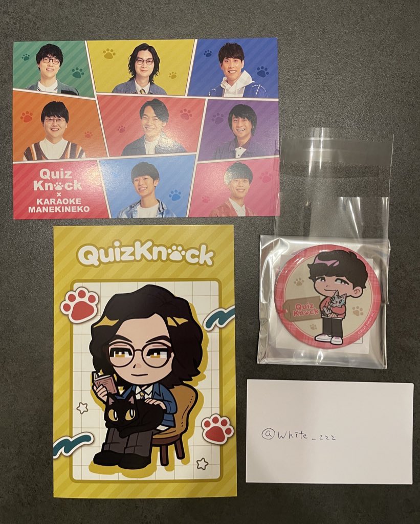 White_zzz_'s tweet photo. 【交換】
QuizKnock クイズノック まねきねこ ポストカード ポスカ 缶バッチ

譲:ポストカード kwmr、集合(アップ)
缶バッチ gn

求:ポストカードsgi、集合(全体)
缶バッチfkr

出来れば単体同士、全体同士の交換希望
郵送＞手渡し(要相談)
お気軽にお声掛けください

#QKグッズ交換中 https://t.co/jQKI6xTfco