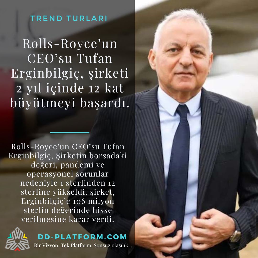 dd_platform's tweet image. Rolls-Royce’un CEO’su Tufan Erginbilgiç, şirketi 2 yıl içinde 12 kat büyütmeyi başardı.
dd-platform.com/rolls-royceun-…
#Rollsroyce  #CEO  #TufanErginbilgic #sirket #İngiltere #itu