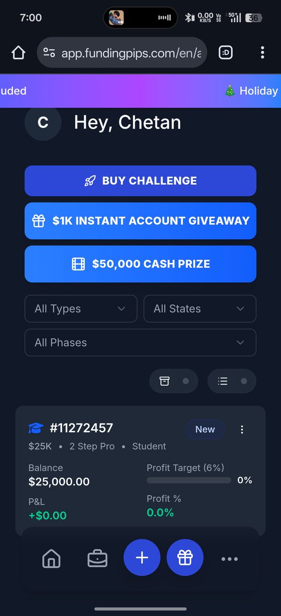 Starting again 👽🚀
I’ve bought a $25K <a href="/fundingpips/">FundingPips</a> account.
The goal is simple: pass the challenge and take consistent payouts.
I’ll document everything wins, losses, and mistakes.