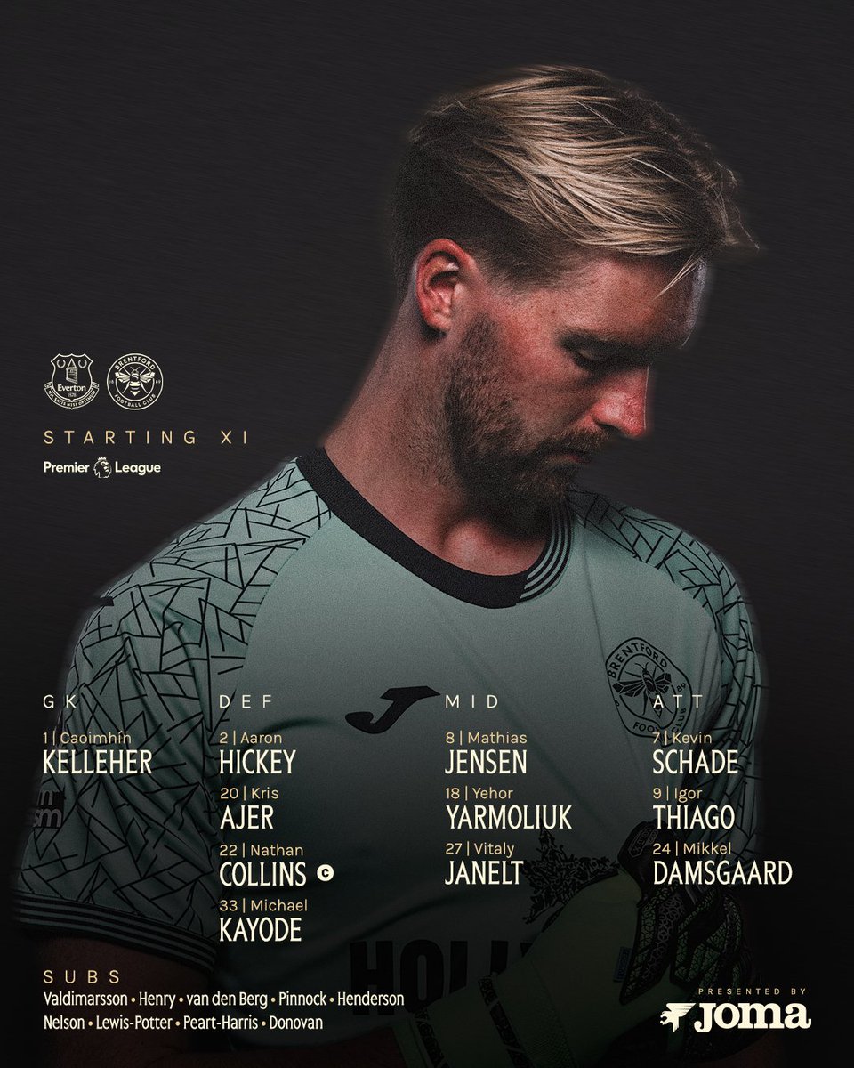 BrentfordFC's tweet image. Your Bees to take on Everton 🐝

#EVEBRE | #BrentfordFC