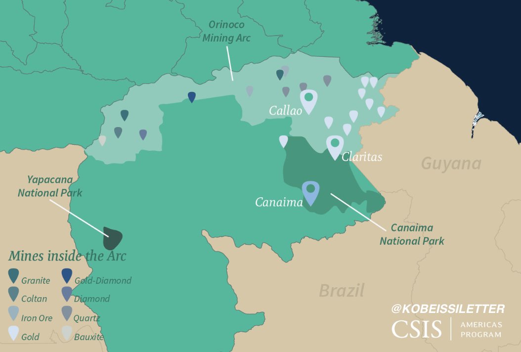 KobeissiLetter's tweet image. The Venezuela situation goes well beyond oil and gas:

Venezuela currently holds an estimated 4 BILLION TONS of iron ore reserves.

Estimates show Venezuela's has the 12th-largest iron ore reserves in the world.

1 ton of iron ore is currently selling for $107, making these…