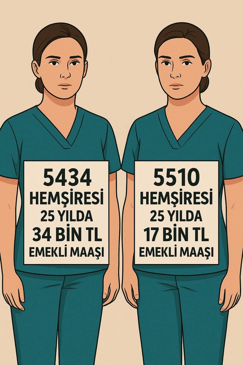 <a href="/hemsirelerhakki/">Hemşire Hakları</a> Birde Emekli Olmaya Gör.Esas Problem İle Ozaman Tanışacaksınız.2008 Sonrası 5510' Tabi Polis,Öğretmen,Hemşire Olarak.Benim Emeklilik Doldu.Emekli Olan Hemşirelerde Var.33-35 bin TL Almamız Gerekirken 17-18 bin TL'ye Mahkum Ediliyoruz Vasıfsız İşçi Gibi.