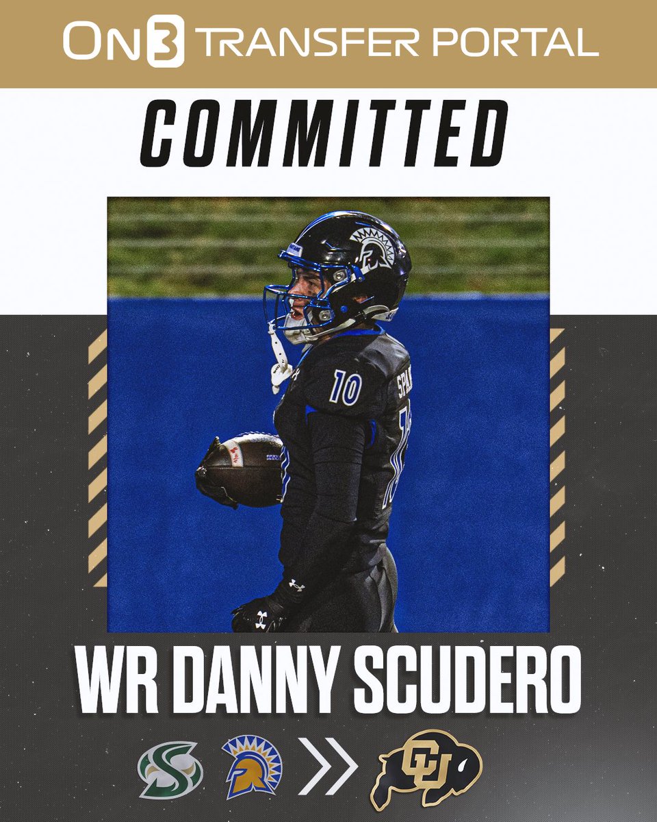 TransferPortal's tweet image. BREAKING: San Jose State transfer WR Danny Scudero has committed to Colorado, @PeteNakos reports🦬

Scudero totaled 1,291 receiving yards and 10 touchdowns this season.

on3.com/sites/cu-sport…