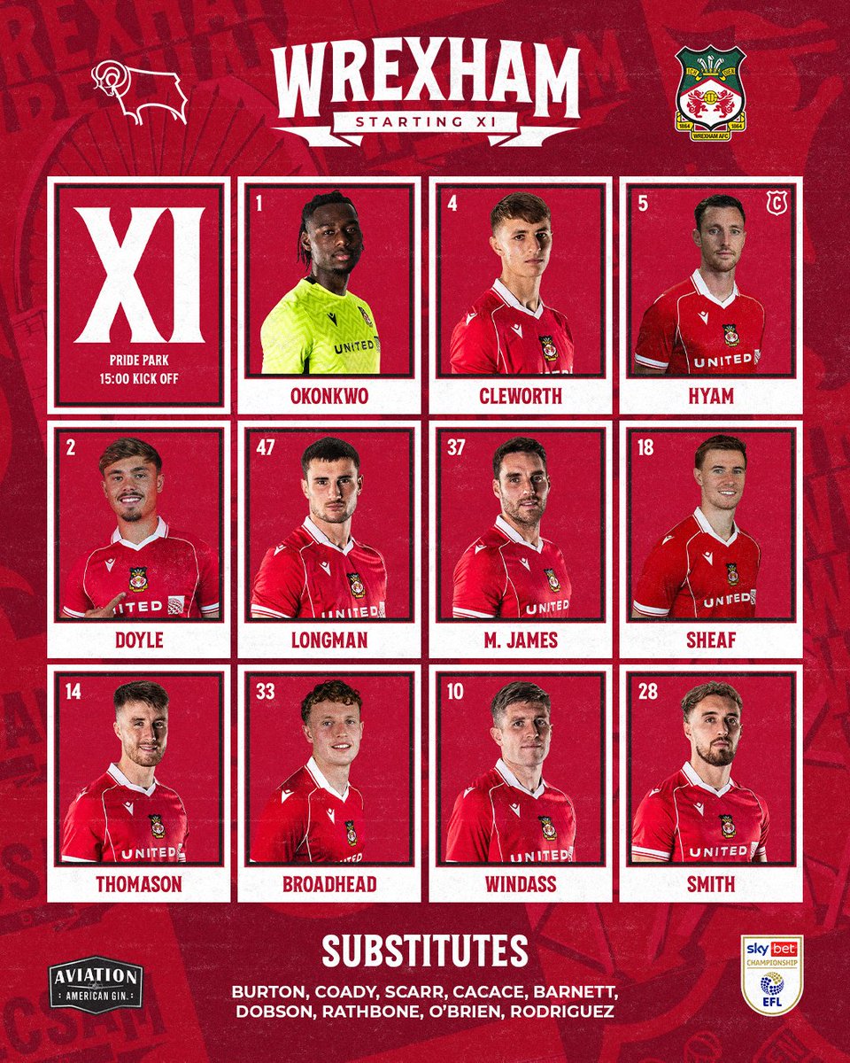 Wrexham_AFC's tweet photo. Representing the Red Dragons this afternoon at Pride Park 👊

🔴⚪ #WxmAFC https://t.co/dcAltYu85h