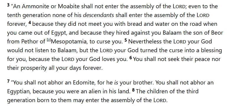 KrinxlorK's tweet photo. @Sardious @frankmaga @AuronMacintyre There does exist another verse on immigration, in Deuteronomy 23: 3-8. Specifically on geopolitical enemies and allies. https://t.co/VyF5Lnpm0B