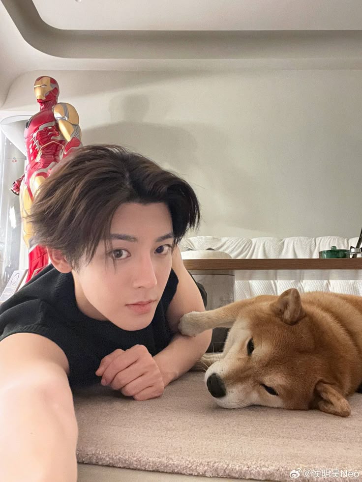 roshieverse's tweet image. Minghao and his baby 'monkey'