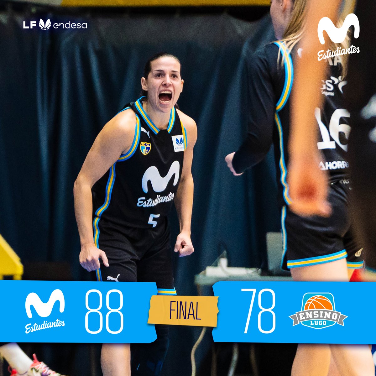 MovistarEstu's tweet photo. FINAL: sumamos, ¡OTRA MÁS! 🔥🖤 #NoSabemosTirarLaToalla

#LFEndesa #MovistarEstudiantesDuranMaquinariaEnsino https://t.co/85F9KdLjNb