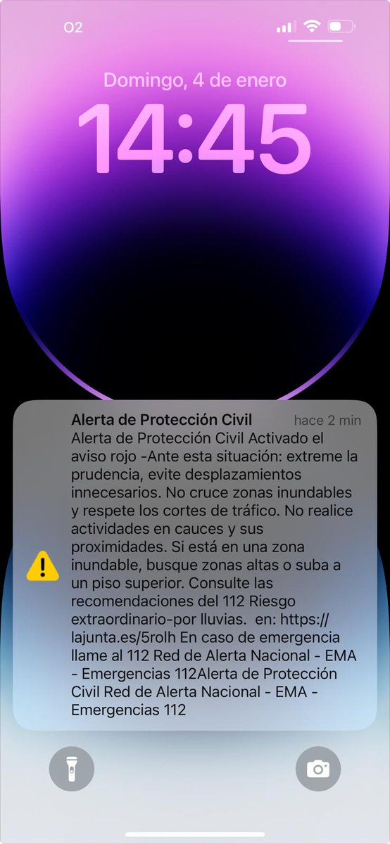 Alerta de Protección Civil Activado el aviso rojo -Ante esta situación: extreme la prudencia, evite desplazamientos innecesarios. No cruce zonas inundables y respete los cortes de tráfico. No realice actividades en cauces y sus proximidades.
