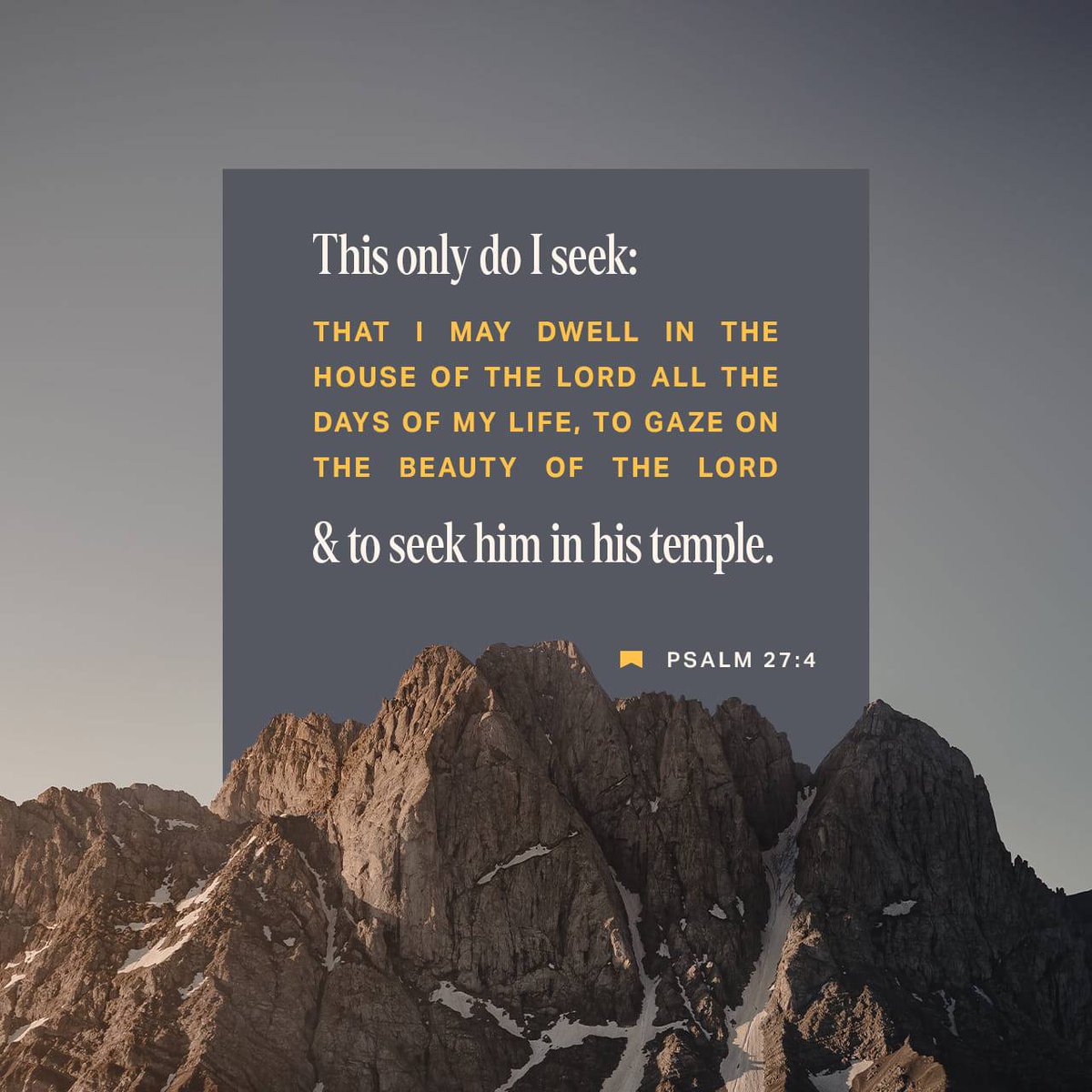 Rochide's tweet image. Psalms 27:4 NLT
[4] The one thing I ask of the Lord— the thing I seek most— is to live in the house of the Lord all the days of my life, delighting in the Lord’s perfections and meditating in his Temple.

bible.com/bible/116/psa.…