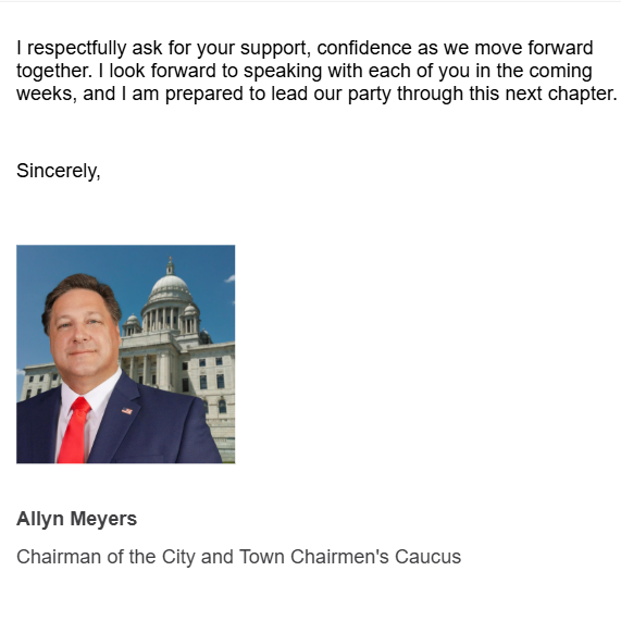 Coalition_Radio's tweet photo. .@meyersforri (Allyn Meyers) Has Announced His Candidacy for @RhodeIslandGOP Party Chair.

The Text of a Letter Received by City & Town Chairs Last Evening, Forwarded by a Local Contact to @POTaxpayer (Pat Ford) of @Coalition_Radio. Republican Voters ... What. Say, You?

@AidanCCarey @AnthonyDEllena @RIGOPNCM
@RhodeIslandGOP @RepublicanRjl @AntiCorporatism
@LIROB @DavidPlace01 @TheRhodyReport
@arribas_june @Rhody4Integrity @laurieinri
@SeldomWhitehous @FAFO826 @williamriccijr
@AidanCCarey @NiyokaRi @TigressElaine