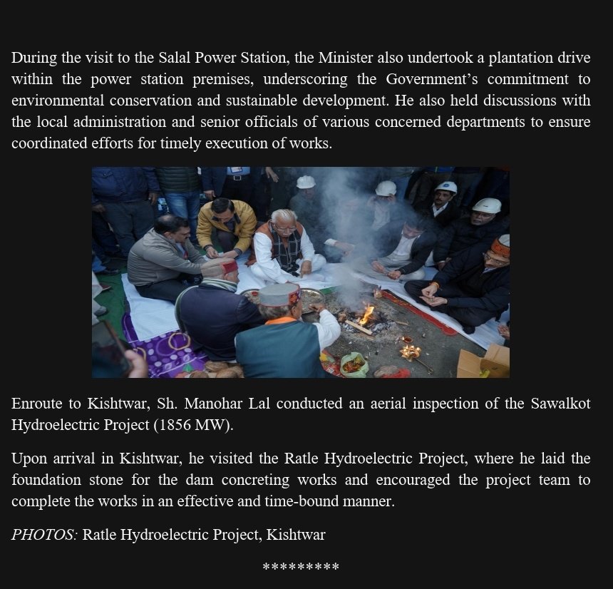 sidhant's tweet photo. With Indus Water Treaty in abeyance, India announces push for removal of sediments from Salal Power Station, foundation laying for Ratle Hydro power project https://t.co/8APGwaVtlY