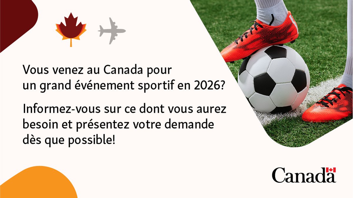 CitImmCanFR's tweet image. Vous envisagez d’acheter des billets pour un match de la Coupe du Monde de la FIFA 26™ au Canada? Avant de faire votre achat, vérifiez ce dont vous aurez besoin pour entrer au Canada. Présentez votre demande tôt pour ne pas manquer votre événement : bit.ly/4q2Mj2M…