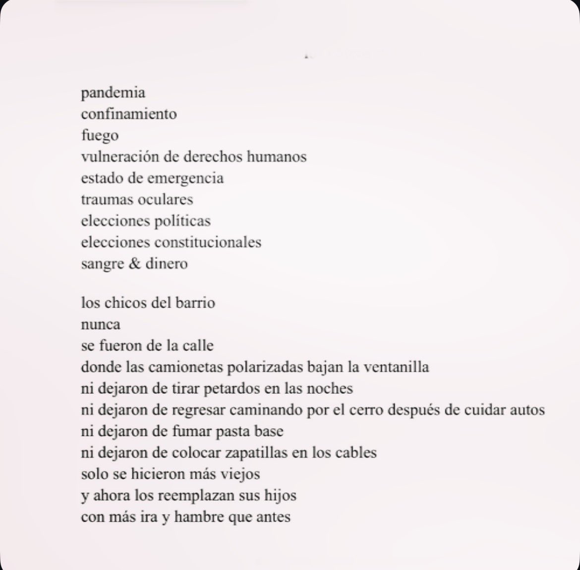 circulodepoesia's tweet image. Contra el imperialismo y siempre también contra el colonialismo interno. Tres poemas de Gladys González (Chile, 1981).
.
.
.
🇨🇱 
circulodepoesia.com/2025/12/poesia…
