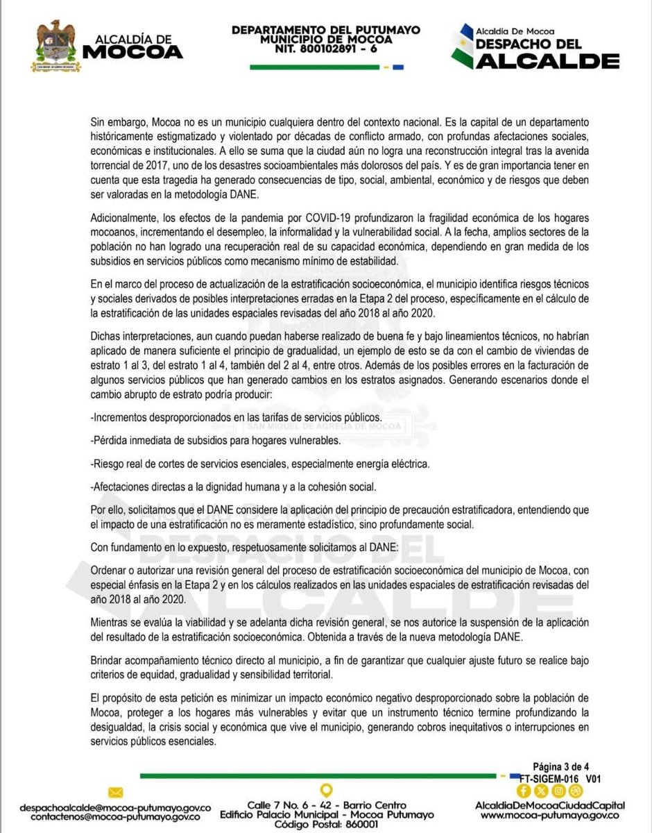 ch_piedrahita's tweet photo. SOLICITAMOS AL DANE LA AUTORIZACIÓN PARA SUSPENDER LA APLICACIÓN DE LA ESTRATIFICACIÓN EN MOCOA 🧡✊🏻💚

Hace unos días hicimos esta importante solicitud y esperamos una respuesta positiva lo más pronto posible, que se autorice la suspensión de la aplicación de la estratificación. https://t.co/abbEfFZXRH