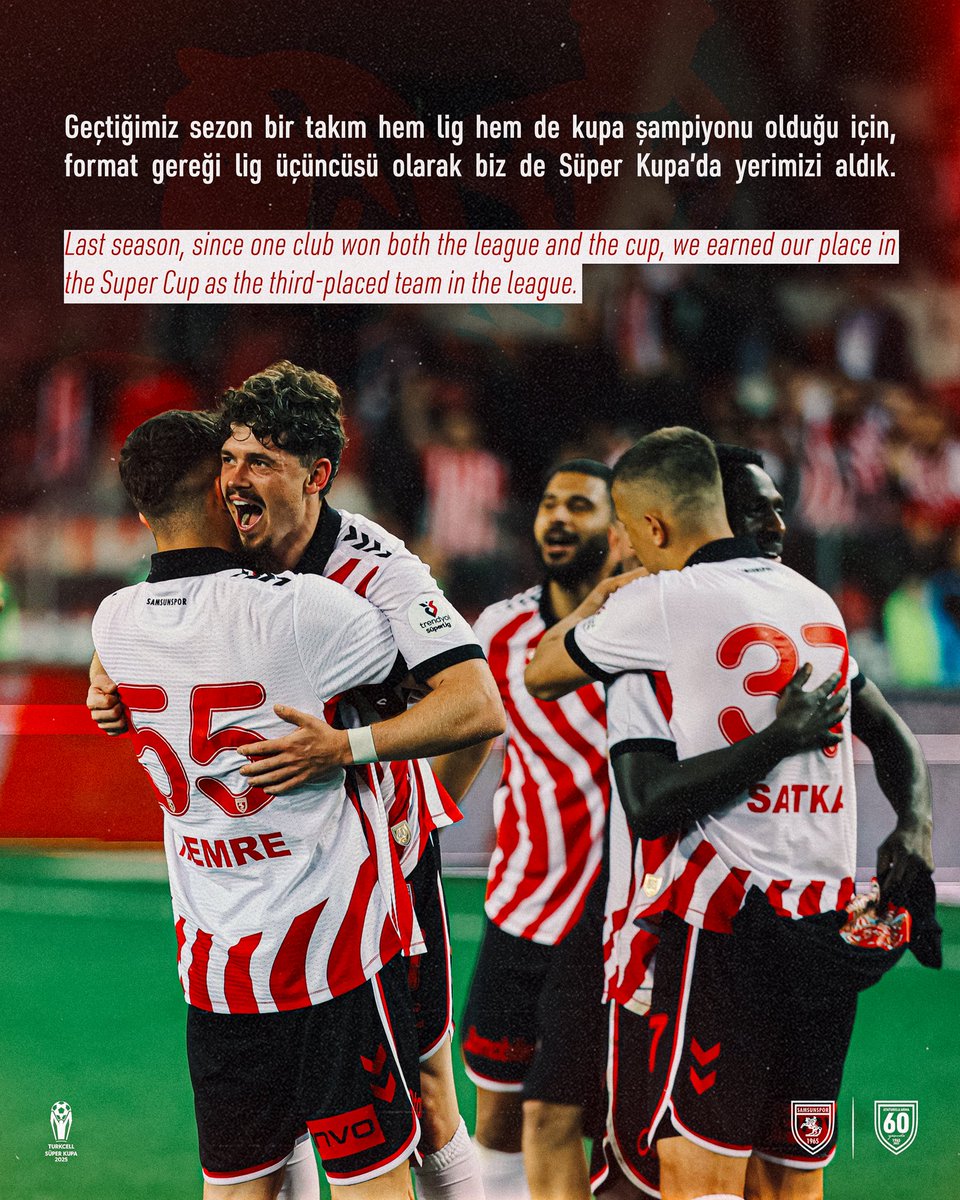 Atatürklü Arma Süper Kupa sahnesinde. 🔴⚪️

Fenerbahçe 🆚 Samsunspor
🗓️ 06.01.2026
⏰ 20.30
🏟️ Yeni Adana Stadyumu

#Samsunspor #AtatürklüArma #FBvSAM #SüperKupa