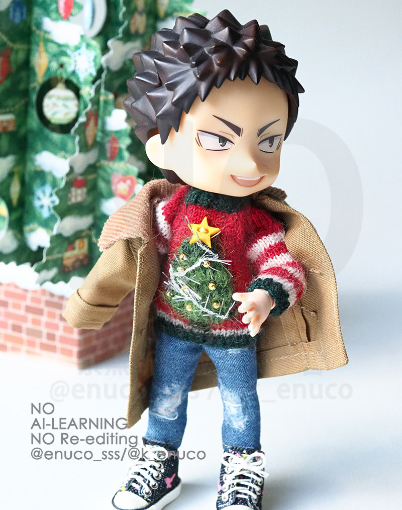 素敵なクリスマスニット（ <a href="/kamiture_do/">カミツレ堂</a> 様 ）が正面から映ってなかったので追加ショット。いわちゃんも浮かれたクリスマスでした🎄