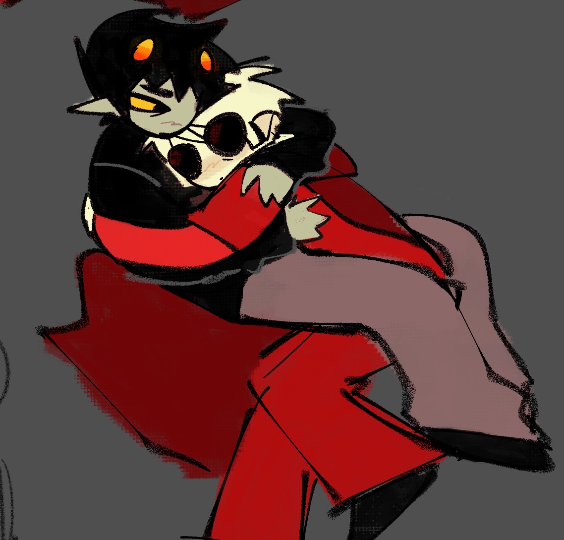 vnthers's tweet image. feeling sad and like a shit so i draw davekat comforting each other to cope a bit