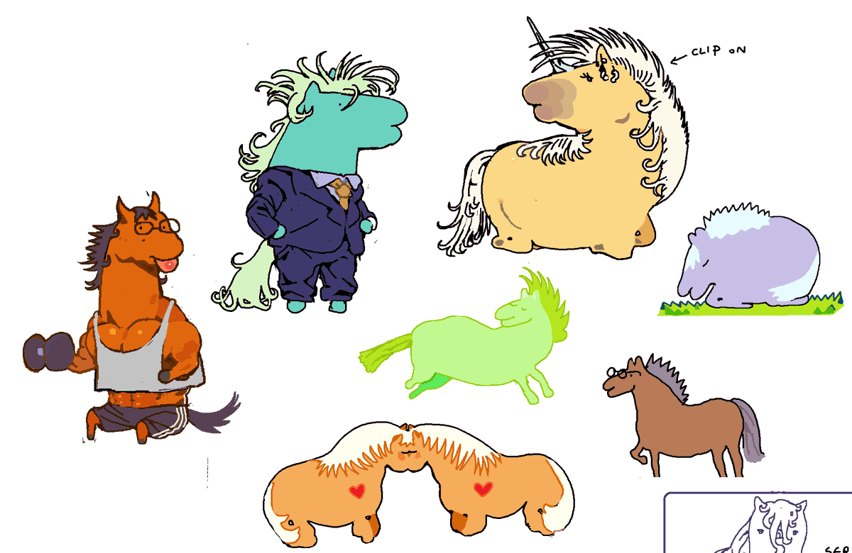 momopatchi's tweet image. a bunch of horses for the new year