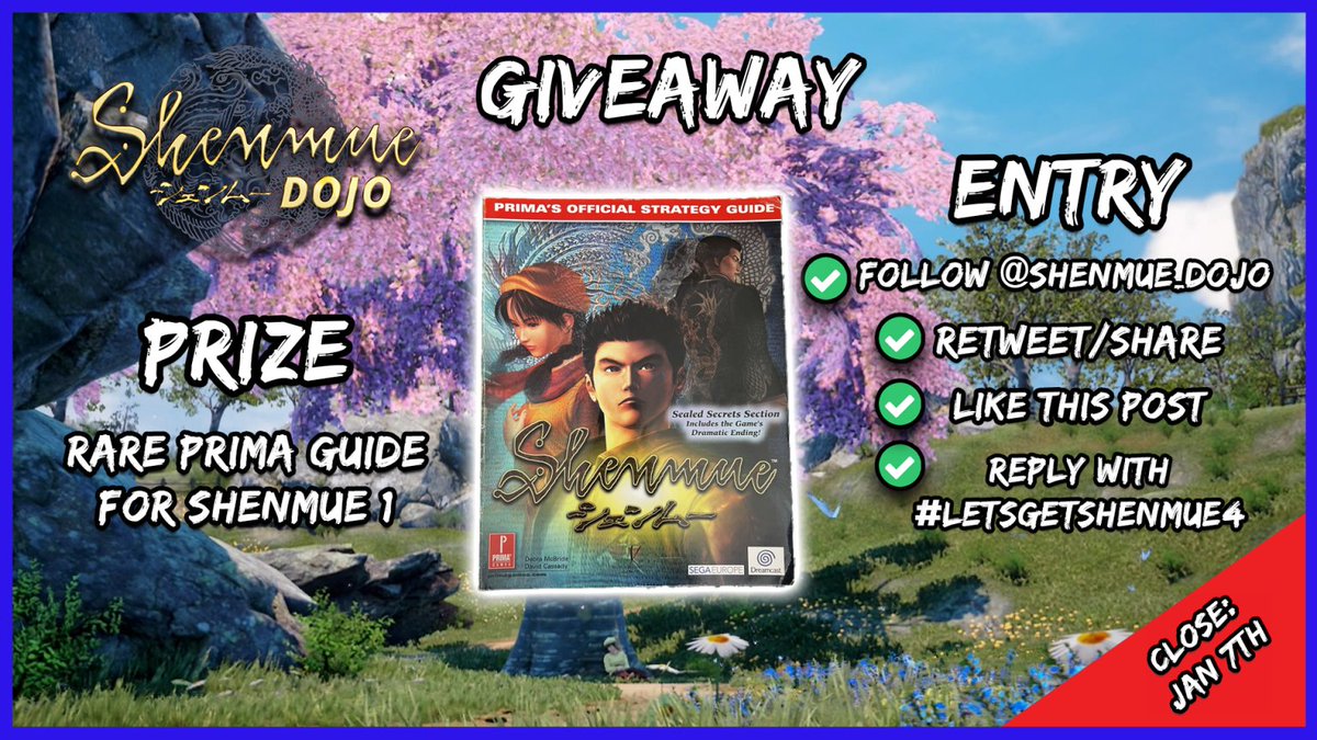 Shenmue_Dojo's tweet image. COMPETITION!

We have extremely rare copy of The Prima Guide for Shenmue 1 to giveaway!

To Enter:
✅ Follow the Dojo
✅ Retweet/share
✅ Like
✅ Reply using #LetsGetShenmue4

Entries close December 6th. Winner announced by December 8th!

Open WORLDWIDE! 🌏