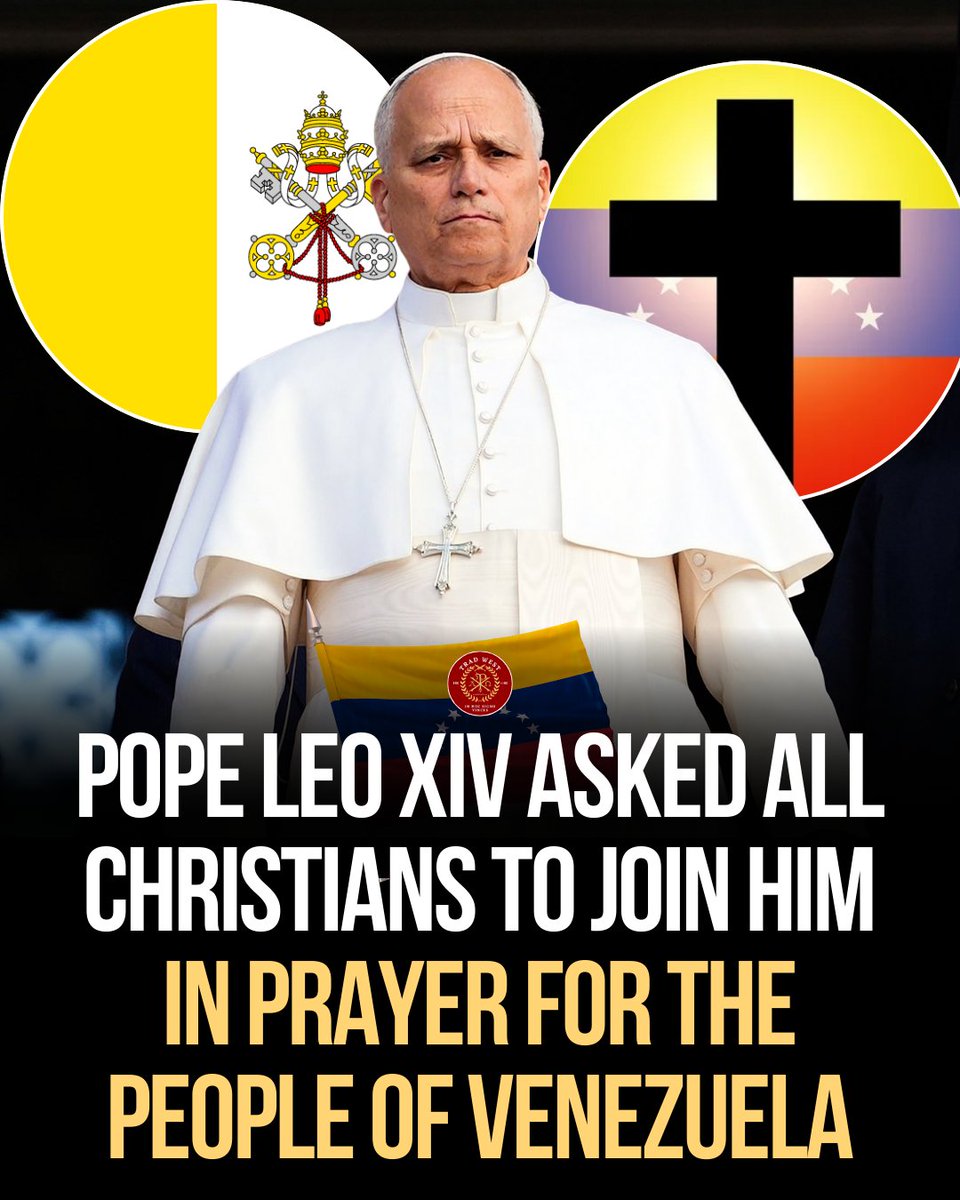 trad_west_'s tweet photo. Let us join the Holy Father in prayer for the people of Venezuela 🙏✝️

The Pope said:
“With great concern I am following the developments of the situation in Venezuela. The good of the beloved Venezuelan people must prevail over every other consideration, and lead to overcoming violence and taking up a journey of justice and peace, guaranteeing the sovereignty of the country, ensuring the rule of law written in the Constitution, and respecting the human and civil rights of all, and working together to build a peaceful future of collaboration, stability and harmony, with special attention to the poorest who suffer because of the difficult economic situation. For this I pray and invite you to pray, entrusting our prayers to the intercession of Our Lady of Coromoto, and Saints José Gregorio Hernández and Sister Carmen Rendiles.”