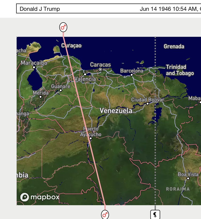 Astrologers: Note that Trump's Mars line runs right through Venezuela and very near Caracas.