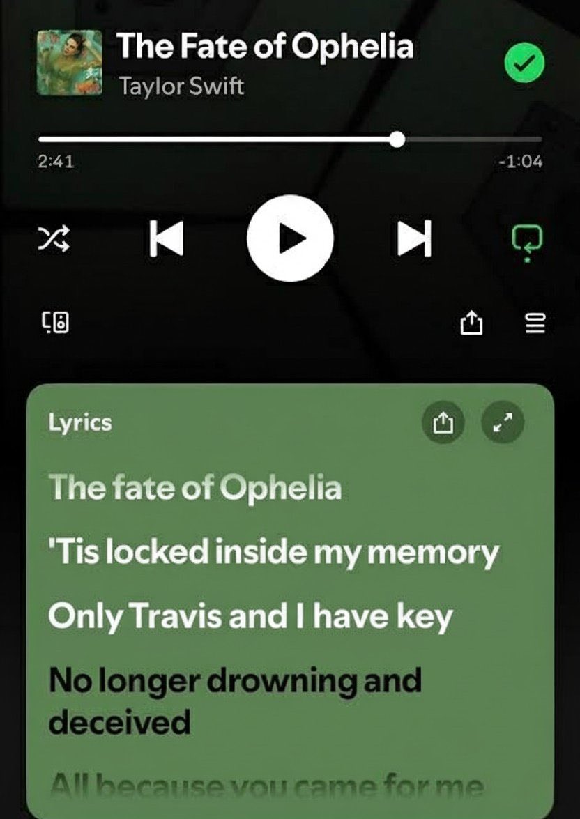 Taylors_Archive's tweet image. 🚨| Taylor Swift changed a lyric in The Fate of Ophelia 👀

“Only Travis and I have the key.”