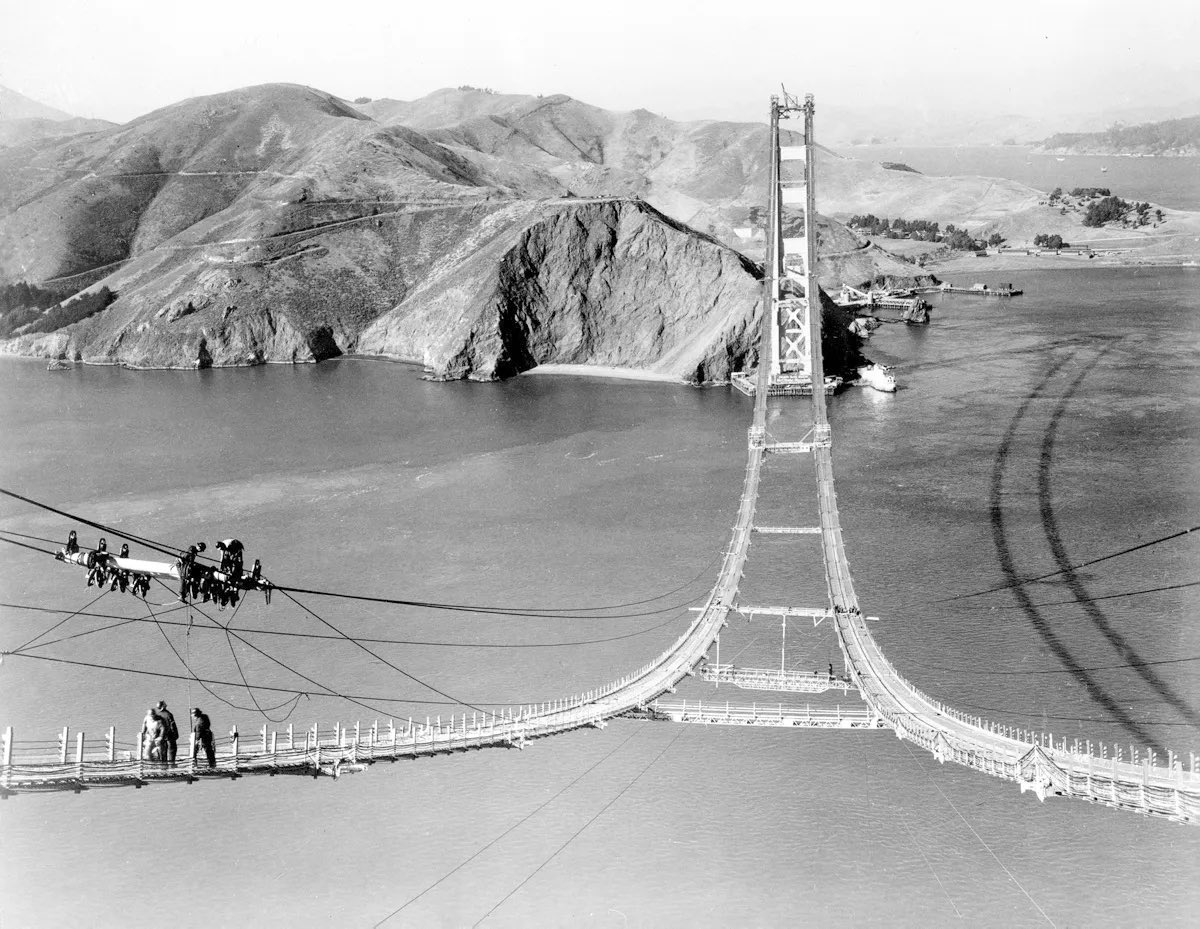 PopBase's tweet photo. 93 years ago today, construction began on the Golden Gate Bridge. https://t.co/vUYkeqONcs