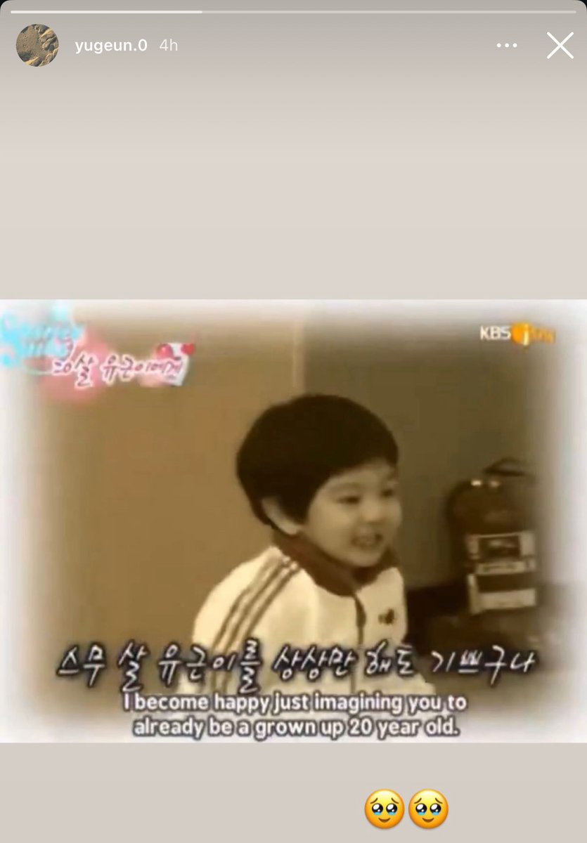 jonghyyun's tweet image. yoogeun posted on insta story about jonghyun's future message to him when he becomes 20 years old from hello baby episode 12.