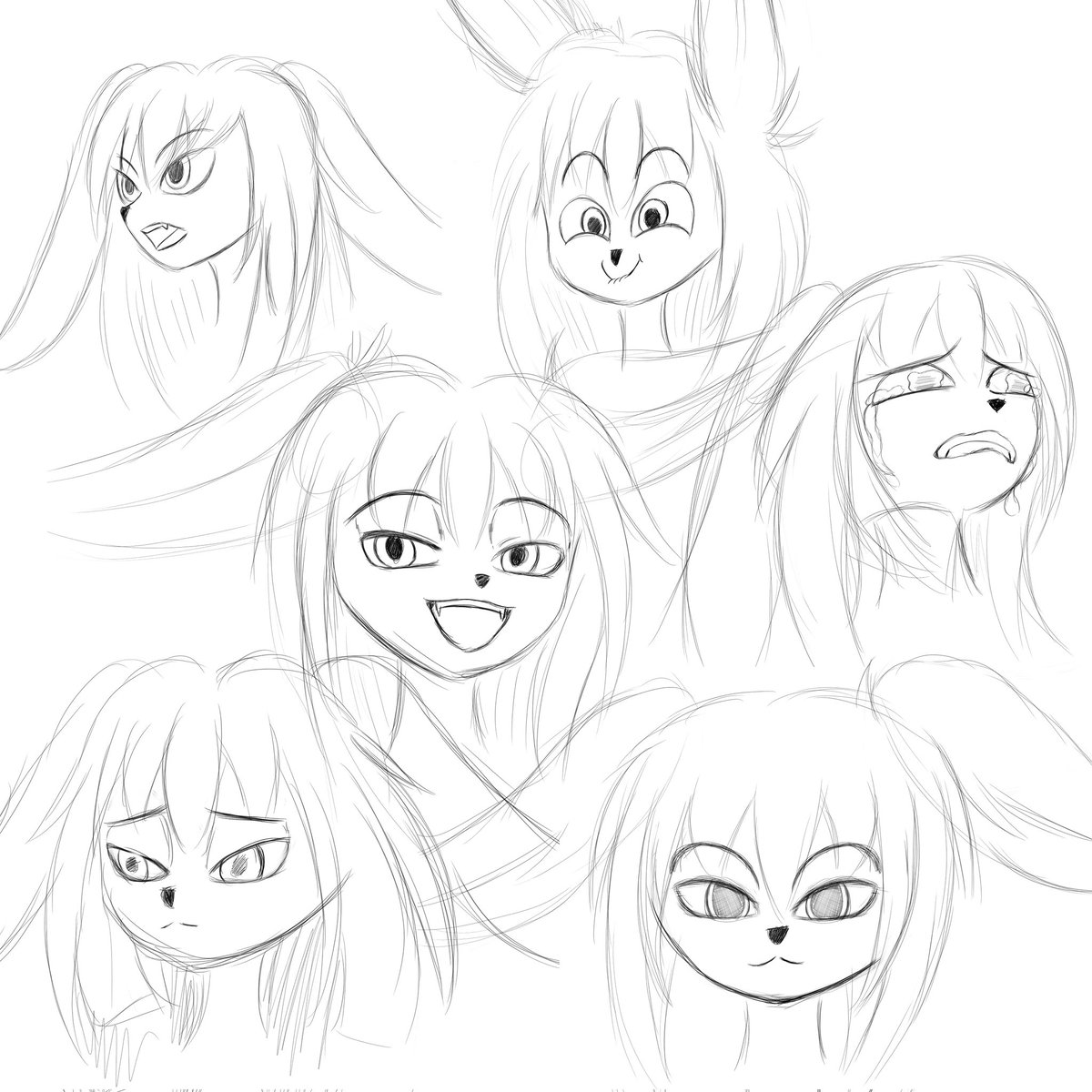 Fulanyan's tweet photo. 6 expressions of Lumen 🤍🐇

I always had difficulties to draw emotions (other than just smiles), especially those very exaggerated expressions where the face breaks out of its standard perfect proportions I found hard to draw😣

#drawing #sketch #hazbinhoteloc #originalcharacter https://t.co/x0mxHUitfn