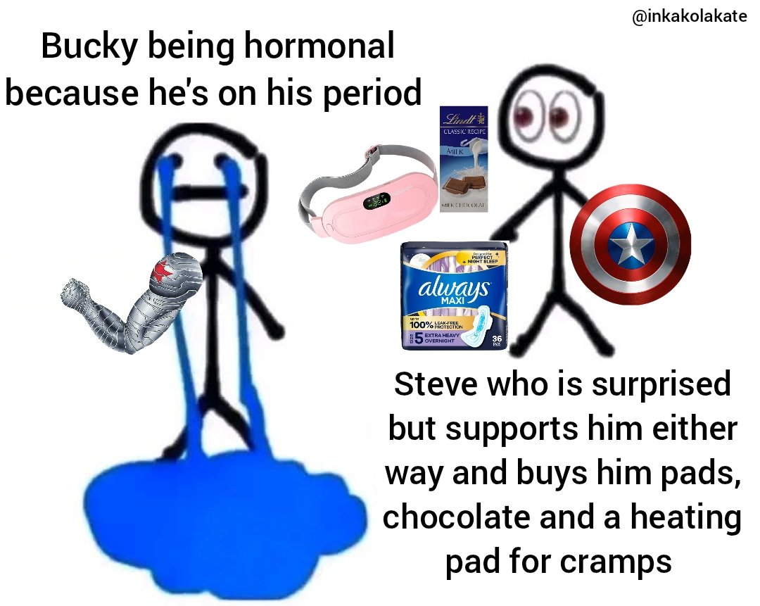 inkakolakate's tweet image. I just finished my period so I'm projecting onto Bucky 😌 #stucky
