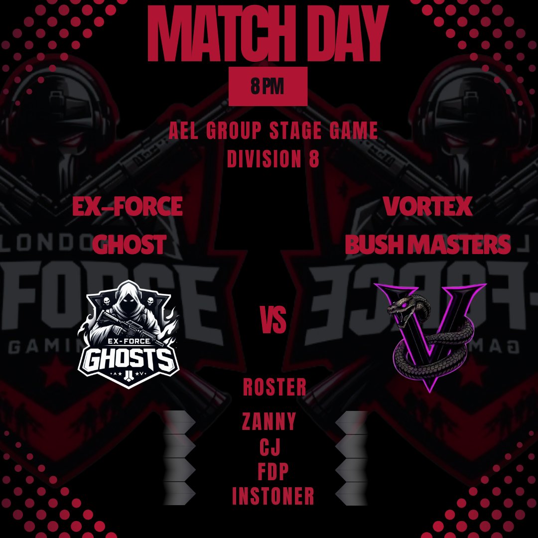 MATCH DAY!!

📅 - 4th Jan!
⏰ - 8 pm
🆚 - Vortex Bush Master

Roster - 

⚫ - <a href="/iNsToNeR2/">iNsToNeR</a> 
⚪ - <a href="/fdp2manso/">fdp</a> 
⚫ - <a href="/XVproscj/">XV-pros_cj</a> 
⚪ - Zanny