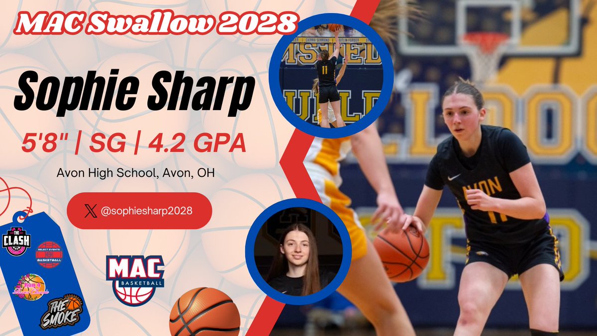 This week's player spotlight is #11, Sophie Sharp. Sophie is a sophomore at Avon High School. This will be her second season on Mac Swallow and we are looking forward to seeing her growth over this high school season! #macproud <a href="/sophiesharp2028/">Sophie Sharp</a> <a href="/AvonGBB/">Avon Girls Basketball</a> <a href="/MacBasketballUA/">Mac Basketball</a>