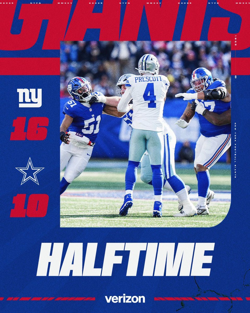 Giants's tweet image. Up at the half