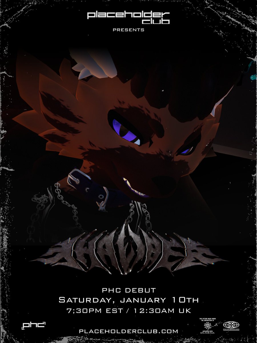 khaliberr's tweet photo. HEY! IT'S THE FIRST SHOW OF THE YEAR!!!

PLACEHOLDER CLUB DEBUT🐺

SATURDAY, JANUARY 10TH 
 
7:30PM EST 🕢/ 12:30AM UK🕧

DETAILS ON PLACEHOLDERCLUB [DOT] COM https://t.co/Wevprygi52