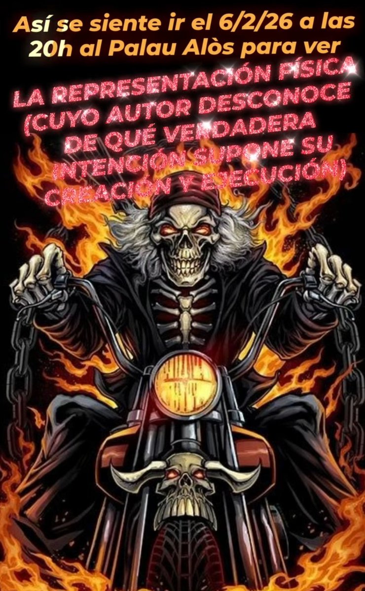 ⚠️ALERTA DE BOLO⚠️
El próximo VIERNES 6 DE FEBRERO A LAS 20H os espero en el Palau Alòs de Barcelona para el reestreno de mi solo:
"LA REPRESENTACIÓN FÍSICA (Cuyo autor desconoce de qué verdadera intención supone su creación y ejecución)"
¡AHÍ OS ESPERO!