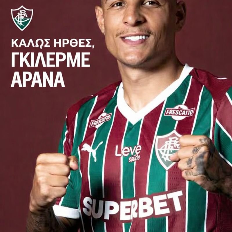 juquiaramos's tweet photo. Καλώς ήρθες στον μεγαλύτερο σύλλογο στον κόσμο, την αληθινή τρικολόρ, τη Φλουμινένσε, τον Γκιγιέρμε Αράνα! 🇧🇷>>>🇬🇷

@FluminenseFC 🫶🏻🇭🇺 https://t.co/LwA5Q7v2pK