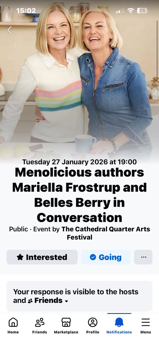 Mariella Frostrup is a super advocate for women’s health.  She will be in Belfast on Jan 27th to talk about the +impact food, movement and good company has on our  lives.. It would be great to see you in the audience and to take your questions.. <a href="/Cqaf/">Cathedral1/4ArtsFest</a> 
<a href="/mariellaf1/">Mariella Frostrup</a> <a href="/menomandate/">Menopause Mandate</a>