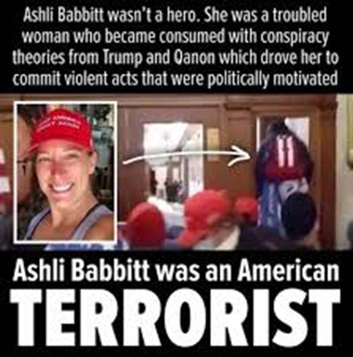 Dakota_Mom2's tweet image. Daily Reminder 

It's been 1824 days since Ashli Babbitt became a domestic terrorist and attacked our Capital. 

Babbitt refused a LAWFULLY GIVEN ORDER by the police and she CHOSE not to comply with it. 

No thoughts.

No prayers. 

She FAFO.

Absolutely NO sympathy either.