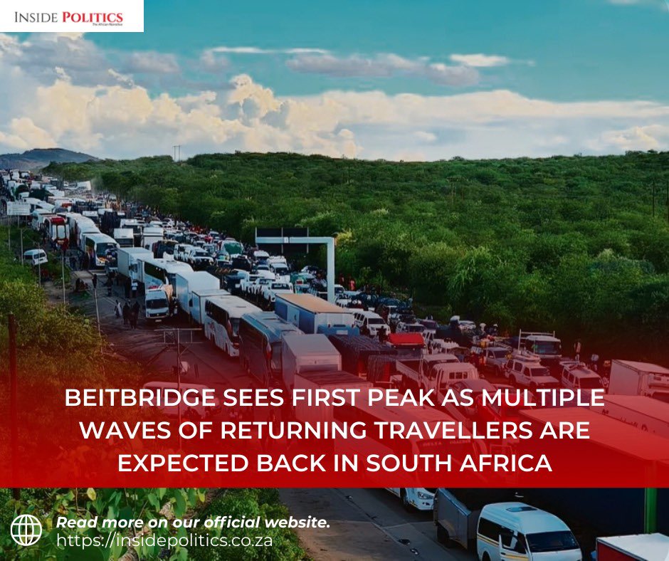 InsidePoliticSA's tweet image. #Beitbridge Border Post is seeing massive return traffic as thousands head back to SA after the festive break. Authorities warn against disorder as travel peaks are expected over the next two weekends.

Full story: insidepolitic.co.za/watch-beitbrid…
#Beitbridge #BorderPost #FestiveTravel
